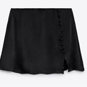 Zara side slit satin effect hidden skort skirt